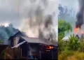 Naga civilian houses set ablaze by Kuki militants in Makui village