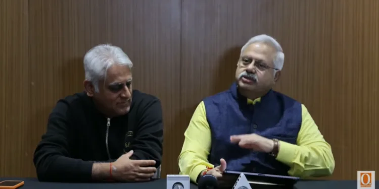 RSS Akhil Bharatiya Prachar Pramukh Sunil Ambekar during a press interaction in London