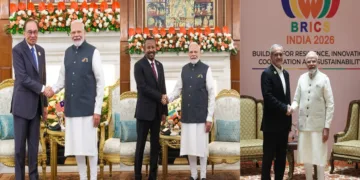 PM Modi holds series of bilateral meetings;(From Left to Right): Malaysia PM Anwar Ibrahim, Ethiopian PM Abiy Ahmed Ali and Iran President Masoud Pezeshkian