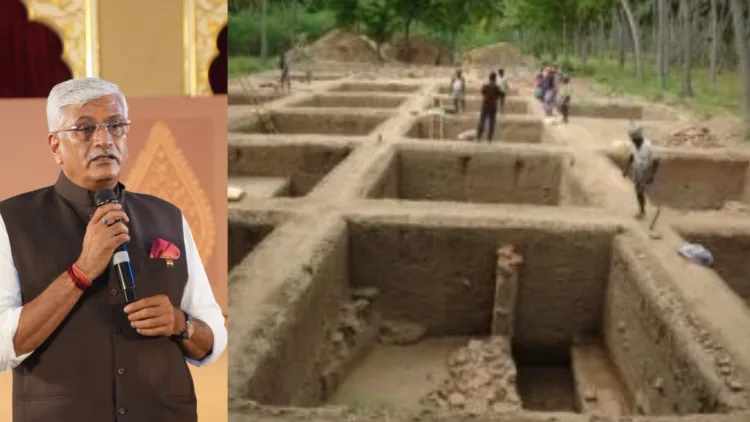 Union Minister for Culture and Tourism Gajendra Singh Shekhawat and Keeladi archeological site in Tamil Nadu