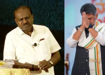 (Left) Union Minister H.D. Kumaraswamy (Right) Karnataka CM DK Shivkumar