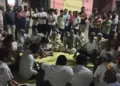 Protesting villagers in Mathura following the elopement and interfaith marriages in the village