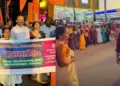 Mohammed Shiyaz MLA participating in a Janmashtami shobhayatra in western Kochi