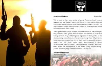 Lashkar Proxy ULC Threatens Kashmiri Pandits and Non-Locals in Fresh Letter