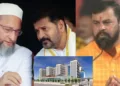 Asaduddin Owaisi; Revanth Reddy; Raja Singh (Left to Right) - Inset-Proposed Osmania Hospital
