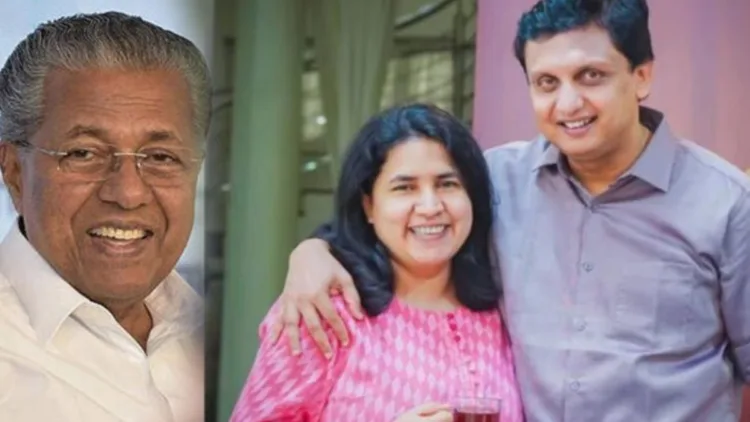 Pinarayi Vijayan; Veena and Mohammed Riyas (Left to right)