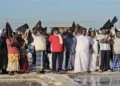 Salt-pan workers staged a black flag protest on September 7 at in Thoothukudi
