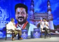 Telangana CM Revanth Reddy Speaking at the Pratidin Conclave of an Assam daily in Delhi on September 29, 2026 (Left)