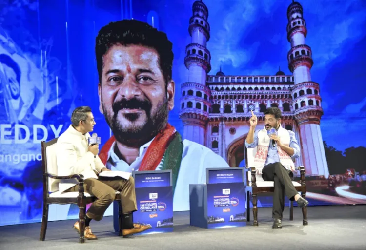 Telangana CM Revanth Reddy Speaking at the Pratidin Conclave of an Assam daily in Delhi on September 29, 2026 (Left)