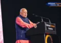 RSS Sarsanghchalak Dr Mohan Bhagwat addressing the ‘Universal Oneness Celebration’ at Madison Square Garden, New York, on August 29, 2026