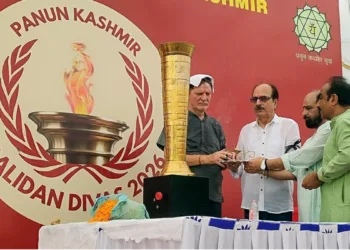 Kashmiri Pandits perform a ritual on Balidan Diwas of Kashmiri Pandits, organised by Panun Kashmir in Paloura