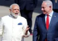 India's Prime Minister Narendra Modi (left) Israeli PM Benjamin Nethanyahu (Right)
