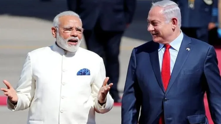 India's Prime Minister Narendra Modi (left) Israeli PM Benjamin Nethanyahu (Right)