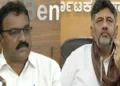 Karnataka State Contractors' Association President R Manjunath (Left), Karnataka CM DK Shivakumar (Right)