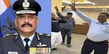 Ram Mandir CEO Air Marshal (Retd.) Jitendra Mishra (left), Another Fake person (Right) (Image Source: X)