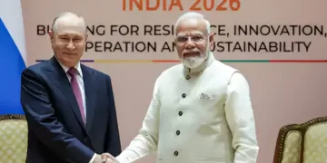 PM Modi and Russian president Vladimir Putin during BRICS summit 2026 in New Delhi