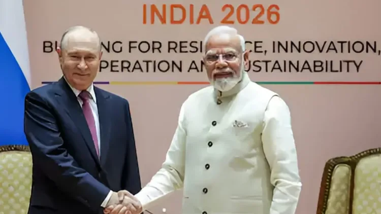 PM Modi and Russian president Vladimir Putin during BRICS summit 2026 in New Delhi