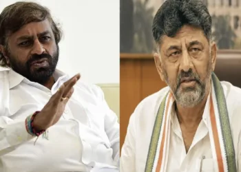Karnataka Rural Development Minister Eshwar Khandre (Left), Karnataka CM DK Shivakumar (Right)