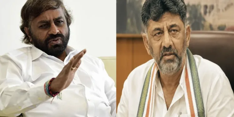 Karnataka Rural Development Minister Eshwar Khandre (Left), Karnataka CM DK Shivakumar (Right)