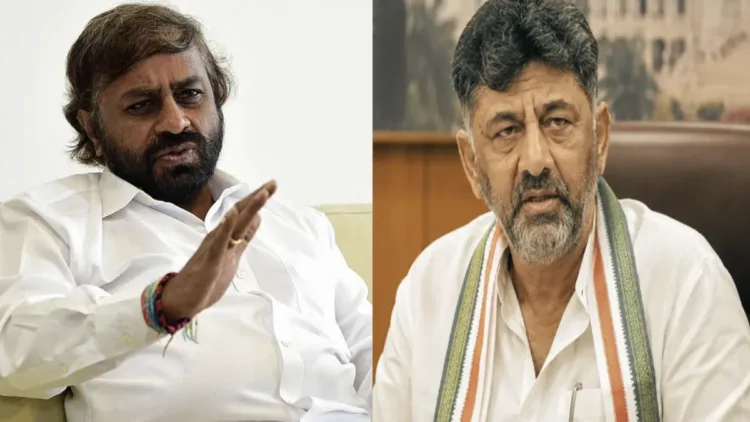 Karnataka Rural Development Minister Eshwar Khandre (Left), Karnataka CM DK Shivakumar (Right)