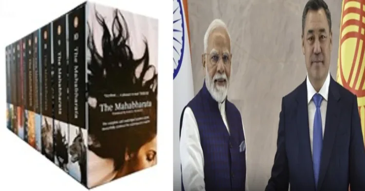 PM Modi gifted Kyrgyzstan President Sadyr Japarov Bibek Debroy’s 10-volume English translation of the Mahabharata