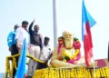 Tamil Nadu Social Justice Minister Vanni Arasu and VCK Deputy General Secretary at EV Ramasamy Naicker’s statue on Anna Road in Chennai on September 17, 2026.