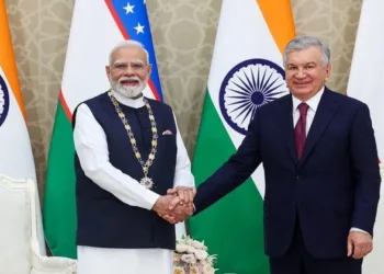 Prime Minister Narendra Modi and Uzbek President Shavkat Mirziyoyev