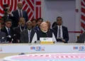From left, India's EAM S. Jaishankar, PM Narendra Modi and NSA Ajit Doval during the 16th BRICS Summit in Kazan, Russia, in 2024