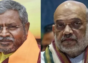 Jharkhand's former Chief Minister Babulal Marandi (Left) and Union Home Minister Amit Shah (Right)