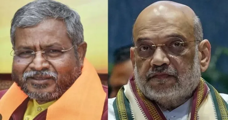 Jharkhand's former Chief Minister Babulal Marandi (Left) and Union Home Minister Amit Shah (Right)