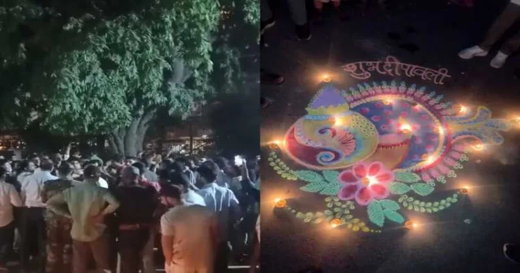 On October 23, 2024, students disrupted an ABVP Diwali celebration at Jamia Millia Islamia by stomping on Rangolis and extinguishing diyas