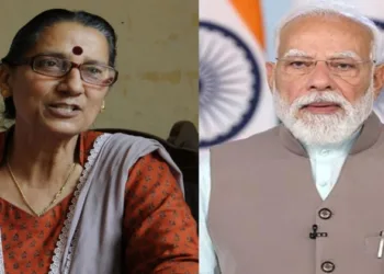 CPI National secretary Amarjeet Kaur (Left) and Prime Minister Narendra Modi (Right)