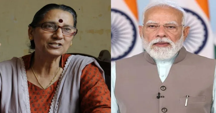 CPI National secretary Amarjeet Kaur (Left) and Prime Minister Narendra Modi (Right)