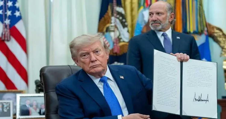 POTUS Trump during a signing ceremony for a pair of executive orders aimed at denying citizenship to certain people born in the US