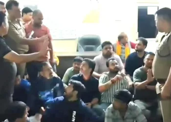 Protesting Hindu activists in Uttarakhand