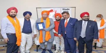 Members of Hindu Sikh Unity Forum Canada meet RSS Sarsanghchalak Dr Mohan Bhagwat