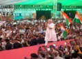 Prime Minister Narendra Modi at the ‘NaMo for Viksit Bharat’ event in Vadodara, Gujarat