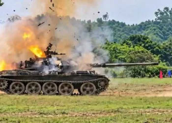 Chinese-made Type 59 tank explodes during a Bangladesh Army military exercise in Chattogram