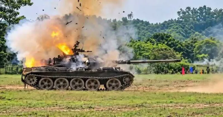 Chinese-made Type 59 tank explodes during a Bangladesh Army military exercise in Chattogram