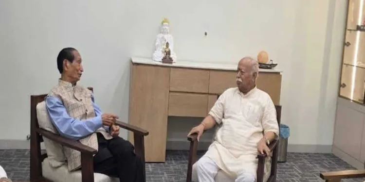 (Left) Naga leader Dr. S. C. Jamir: (Right) RSS Sarsanghchalak Dr Mohan Bhagwat