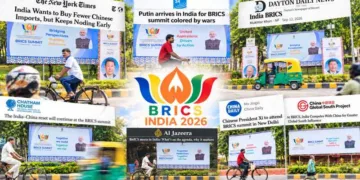 Foreign media frames of the 2026 BRICS Summit place bicycles, autorickshaws and street scenes against the backdrop of India’s growing global diplomatic stature