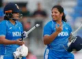 Shafali Verma and Richa Ghosh of India during the Quarter-Final match between Japan Women and India Women at Korogi Sports Park, Nisshin, Japan