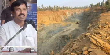 Karnataka Sugar and Textiles Minister Rudrappa Lamani has been fined Rs 3 crore for stone quarry licence violations in Haveri