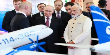 PM Modi and Russian President Putin
attend the industrial exhibition "Innoprom. India" on the sidelines of the BRICS summit in New Delhi, India, September 11, 2026