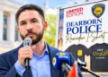 Dearborn Mayor Abdullah Hammoud and Dearborn Police Ramadan T-shirt promotional poster (background)