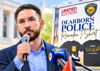Dearborn Mayor Abdullah Hammoud and Dearborn Police Ramadan T-shirt promotional poster (background)