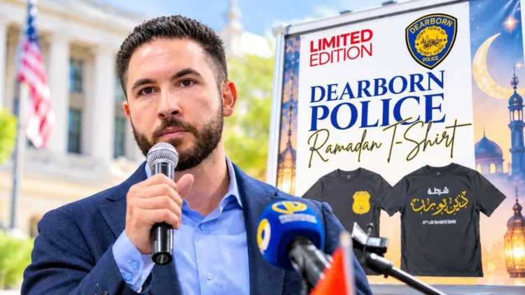 Dearborn Mayor Abdullah Hammoud and Dearborn Police Ramadan T-shirt promotional poster (background)