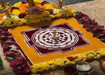 The Shrichakra Rangoli reflects the ancient Indian interplay of geometry, mathematics, spirituality and cosmic symbolism