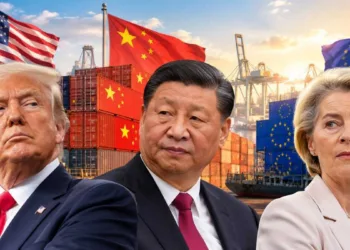 U.S. President Donald Trump, Chinese President Xi Jinping, and European Commission President Ursula von der Leyen