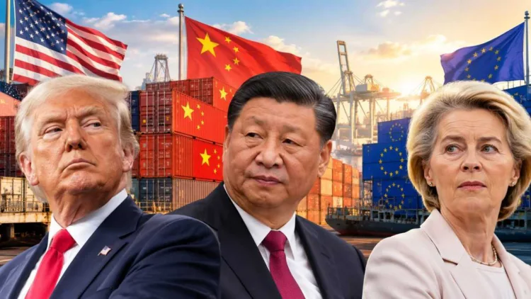 U.S. President Donald Trump, Chinese President Xi Jinping, and European Commission President Ursula von der Leyen